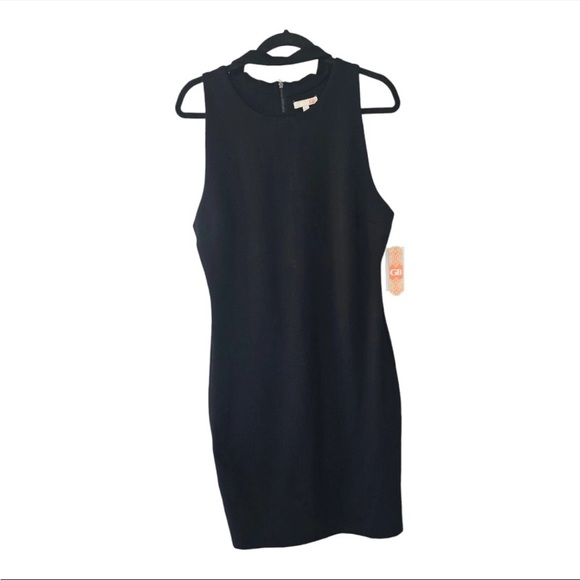 GB Dress Womens XL Black  Cut Out Neck Midi Length Goth Witchy Party - Picture 1 of 14